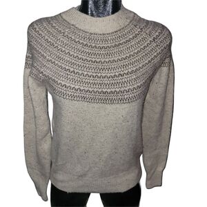 Wind River Cream and Brown Fair Isle Style Knit Sweater S